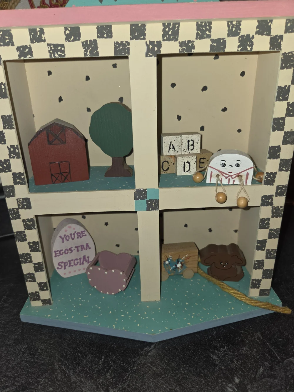 Hallmark Teal, Cream & Pink 4-Cubby Trinkey Shelve